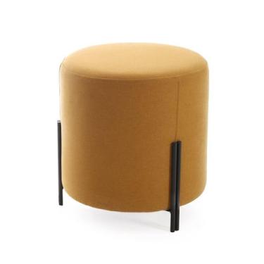 Imagem de Puff Banqueta Decorativo Denver Redondo tecido Veludo Mostarda Pés Aço
