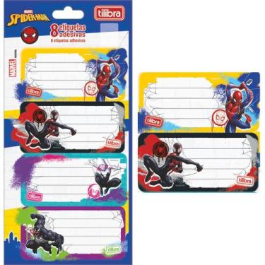 Imagem de Etiqueta adesiva escolar spider-man - 8 unidades - tilibra