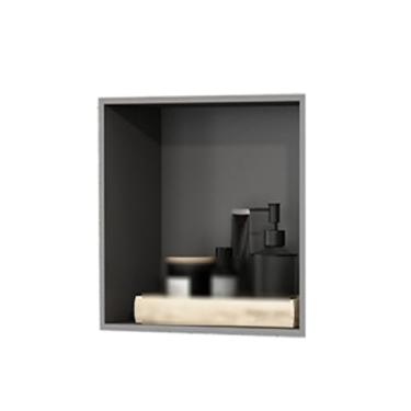 Imagem de Nicho de chuveiro de aço inoxidável, nicho embutido na parede, armazenamento de banheiro para frasco de xampu, perfeito para armazenamento de xampu e sabão, fácil de instalar (cor: preto, tamanho: 32