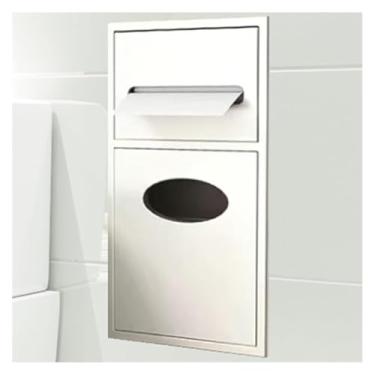 Imagem de Nicho de chuveiro de aço inoxidável e alcova de banheiro - rack de armazenamento de papel higiênico embutido e lata de lixo para artigos de higiene - Casa moderna e organização hoteleira (branco, 20 x