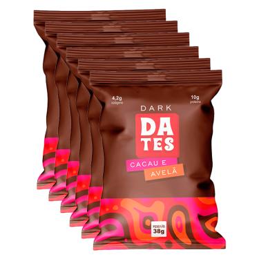 Imagem de Kit 6X: Barra de Proteína Dark Cacau e Avelã Sem Açúcar Let's Dates 38g
