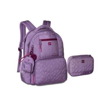 Imagem de Kit Mochila Costas e Estojo Alice Palucci - Clio, Roxo