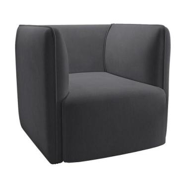 Imagem de Poltrona Laguna Veludo Grafite Pés Plástico Preto - D'rossi - DROSSI