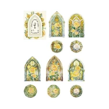 Imagem de Adesivos estéticos de vidro manchado com 6 estilos, luz floral para ja