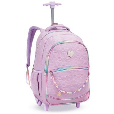 Imagem de Mochila De Rodinha Escolar Menina Bolsa Matelassê Cupcake - Denlex, Li