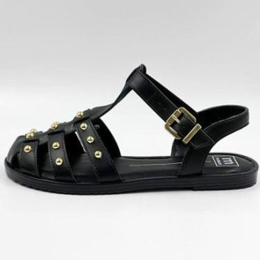 Imagem de Sandália Moleca Rasteira Casual com Aplicações Feminina-Feminino