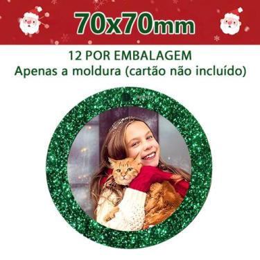 Imagem de Enfeites Circulares de Natal com Glitter Verde 70mm - Kit 12 - Tudo em