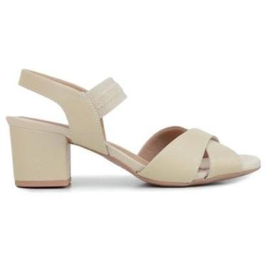 Imagem de Sandália Feminina Usaflex Salto Baixo Couro Bege - MA0501006-Feminino