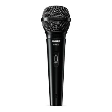 Imagem de Shure SV200-W Microfone vocal cardioide dinâmico multiuso com grade esférica resistente a amassados, interruptor liga/desliga e cabo de 38 cm XLR para 0,64 cm