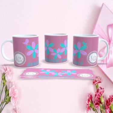 Imagem de Caneca de Porcelana 325ML Mães Estampa 22 Decorada Dia das Mães Branco