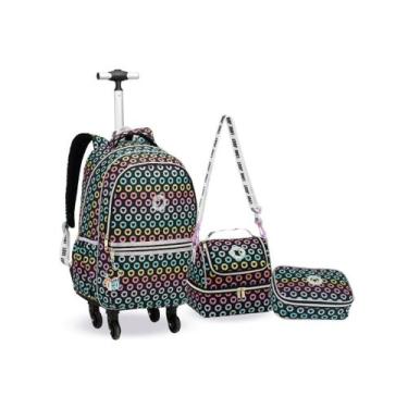 Imagem de Kit Mochila Rodinha 360 Juvenil Unicórnio Coração Escolar - Just, Pret