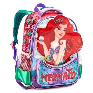 Imagem de Mochila Infantil Escolar Feminina Personagem Sereia Passeio Viagem Com