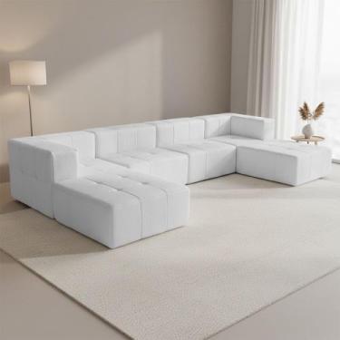 Imagem de Sofá 6 Lugares Para Sala Living Modular Com Puff Lancaster F04 Bouclê 