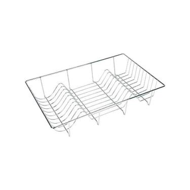 Imagem de Escorredor de Louça Ferro Aramado Cromado 18 Pratos para Bancada Prata Thika Importadora