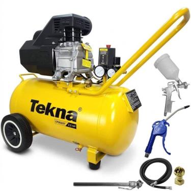Imagem de Compressor de Ar 2,5HP 8 Pés 43 Litros Lubrificado com Kit Multiuso 6 Peças TEKNA