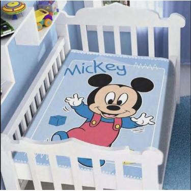 Imagem de Cobertor Raschel Plus Infantil Disney - Jolitex , MICKEY PASSINHOS AZU