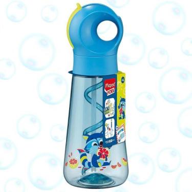 Imagem de Garrafa Infantil Transparente Guaxinim Azul 500ml c/ Nível d'água Bolh