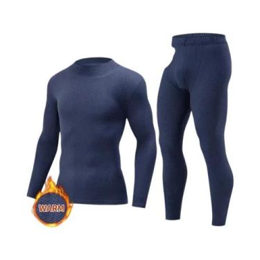 Imagem de Roupa Térmica Masculina 2/4 Peças Cor Sólida Outono Inverno Confortáve