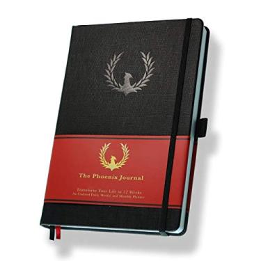 Imagem de The Phoenix Journal – Melhor agenda de objetivos diário, organizador, calendário para definição de objetivos, gratidão, felicidade, produtividade – Visão e rastreamento de hábitos – 12 semanas, inatualizado, capa dura, Charcoal