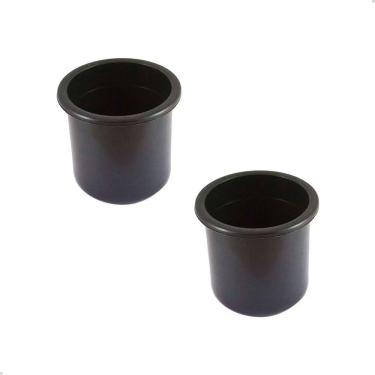 Imagem de Porta Copos De Embutir Pvc Preto Embarcações Mfx Kit C/2
