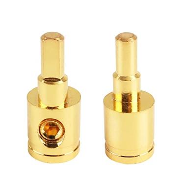 Imagem de Redutor de entrada de amplificador de latão com calibre 0 banhado a ouro, adaptador redutor de entrada de amplificador de potência/aterramento, 2 peças
