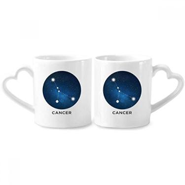 Imagem de Conjunto de canecas de porcelana para casais, signo do zodíaco, constelação de câncer, coração