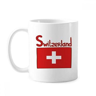 Imagem de Caneca de cerâmica com bandeira nacional da Suíça padrão vermelho cerâmica xícara de porcelana de café louça