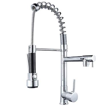 Imagem de Torneira de cozinha, torneira giratória de mola de 360° torneira misturadora de cozinha, com 2 características spray e fluxo, aeração fria e quente