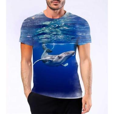 Imagem de Camisa Camiseta Baleia Azul Animal Mamífero Marinho Maior 3 - Estilo K