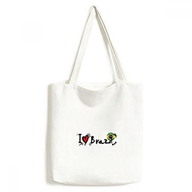 Imagem de I Love Brazil Word Flag Love Heart Illustration Tote Canvas Bag Shopping Satchel Casual Bolsa