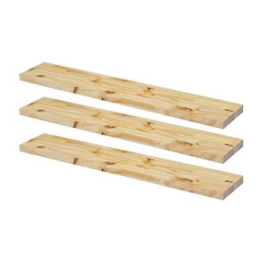 Imagem de Kit 3 Prateleiras Slim Reta Painel Pinus com Suporte Invisível 60x10