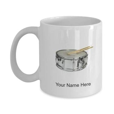 Imagem de Caneca personalizada Snare-drum-and-sticks - Xícara de café para amantes de tambor e palitos Ideia para crianças meninos e meninas Amor - Caneca de café de 325 ml