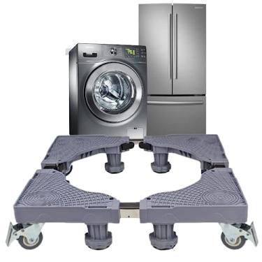 Imagem de Suporte De Aluminio Base Móvel com Roda Universal, Ajuste de Tamanho Livre Carrinho Para Fogão Geladeira Gira Fácil Maquina Lavar Alumínio 4 Roda