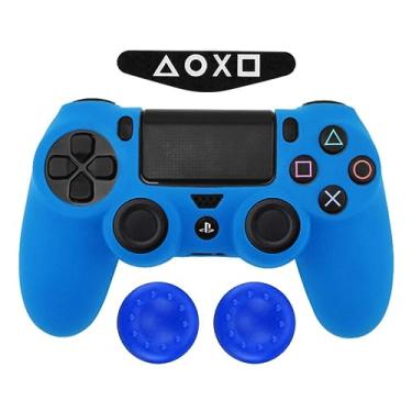 Imagem de Capa Capinha Case Skin Compatível com Controle Joystick do Playstation 4 PS4 Protetora Anti Impacto Queda Silicone Alta Proteção (Azul)