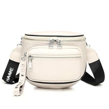 Imagem de Bolsa Pochete Feminina Couro Transversal Ombro Estilosa Bag - Branco