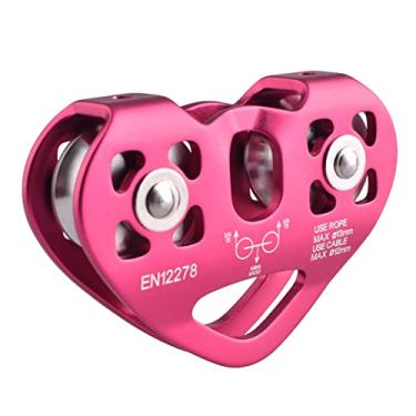 Imagem de Azarxis Polia de tirolesa 30 kN 3039 kg Kit de carrinho duplo em tandem para cabo e corda resistente para resgate, escalada, transporte, quintal, tirolesa, montanhismo, equipamento (vermelho)