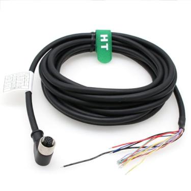 Imagem de HangTon Cabo de alimentação de ângulo reto para sensor industrial Baumer Cognex in-Sight 7000 9000 2800 3800 Baumer, codificado A M12 12 pinos fêmea para extremidade aberta 15 m