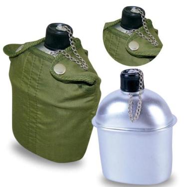 Imagem de Cantil De Aluminio Nautika 900 Ml Cor Verde Militar Para Camping