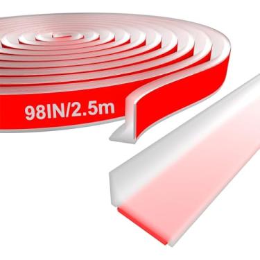 Imagem de Protetor de água de chuveiro de silicone - Barragem dobrável com barreira autoadesiva para borda de área de cozinha/pia (transparente, 2,5 m)