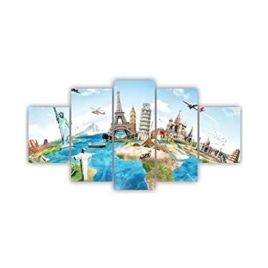 Imagem de x4adesivos Quadros Decorativos Mosaico MDF Viagem ao Mundo 115x60cm