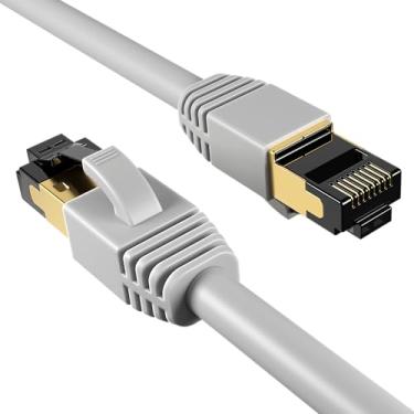 Imagem de Cables Direct Online Cabo de conexão Ethernet Cat8 cinza 25FT SFTP 40Gbps 2000Mhz Conexão 26AWG Conectores RJ45 de cobre blindado para modems, roteadores, redes