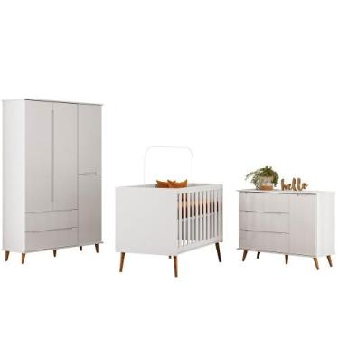 Imagem de Quarto Bebe Retro Lunna 100% MDF-Roupeiro-Cômoda C/Porta-Berço-Mini-Ca