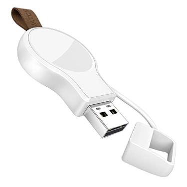 Imagem de NEWDERY Carregador sem fio para Apple Watch portátil iWatch USB, carregador sem fio para viagem com carregamento rápido magnético leve para Apple Watch Ultra2/1 Series 10 9 8 7 6 5 4 3 2 1 SE, branco