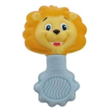 Imagem de Chocalho Mordedor Macio C/barulho Suave Leão Bebe - Vila Toy, Azul