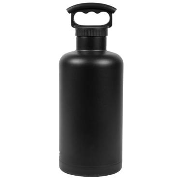 Imagem de Fifty/Fifty Growler, garrafa de água isolada a vácuo de parede dupla, aço inoxidável, tampa de 3 dedos com parte superior padrão, preta, 1,8 L, V65001BK0