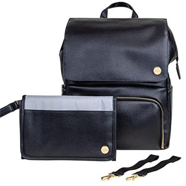 Imagem de CleverMade Mochila para fraldas com trocador e alças para carrinho de bebê – Mochila de maternidade unissex estilosa para roupas para recém-nascidos, lenços umedecidos e essenciais para bebês, preta (LDBP-CHPD-SS-BLK)