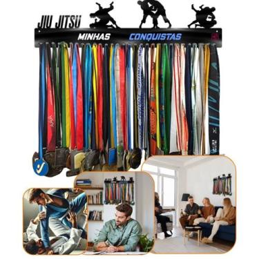 Imagem de Porta Medalhas Jiu Jitsu Masculino com Porta Retrato - QUADRO DE MEDAL