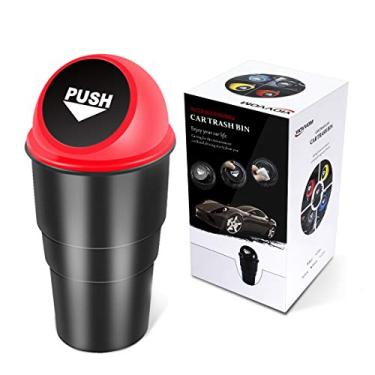 Imagem de YIOVVOM Porta-copos de lixo para carro com tampa, mini latas de lixo para assento traseiro à prova de vazamento, suporte de copo automotivo para carro, lixeira pequena para escritório, casa, cozinha