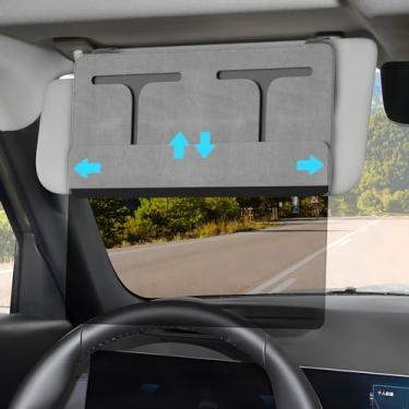 Imagem de Extensor de viseira solar polarizada para carro, extensor polarizado atualizado, bloqueador solar UV400, extensão universal da viseira para carro, viseira de sol ajustável, brilho, protetor UV - cinza