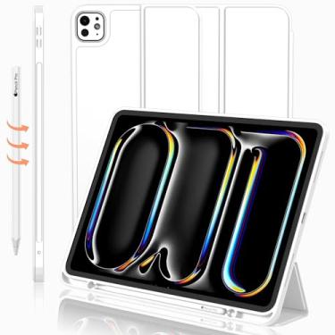 Imagem de iMieet Capa para iPad Pro de 13 polegadas M4 (2024) com suporte para lápis, [suporta Pencil Pro e Pencil (USB-C)], capa inteligente com suporte de três dobras com parte traseira de TPU macio,
